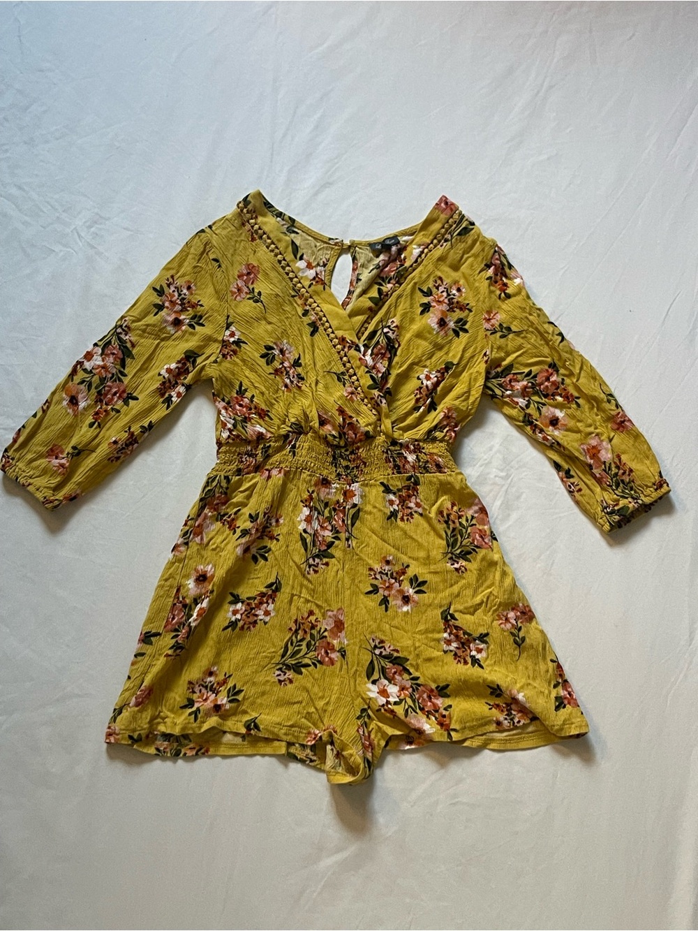 Lily Rose Mustard Yellow Floral Romper
